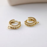 CZ Pave Earring Hoop, Gold Plated Huggie Hoop Earring with Loop, Huggie Hoops DIY Earring  Findings,Handmade Earring Supplies D0126