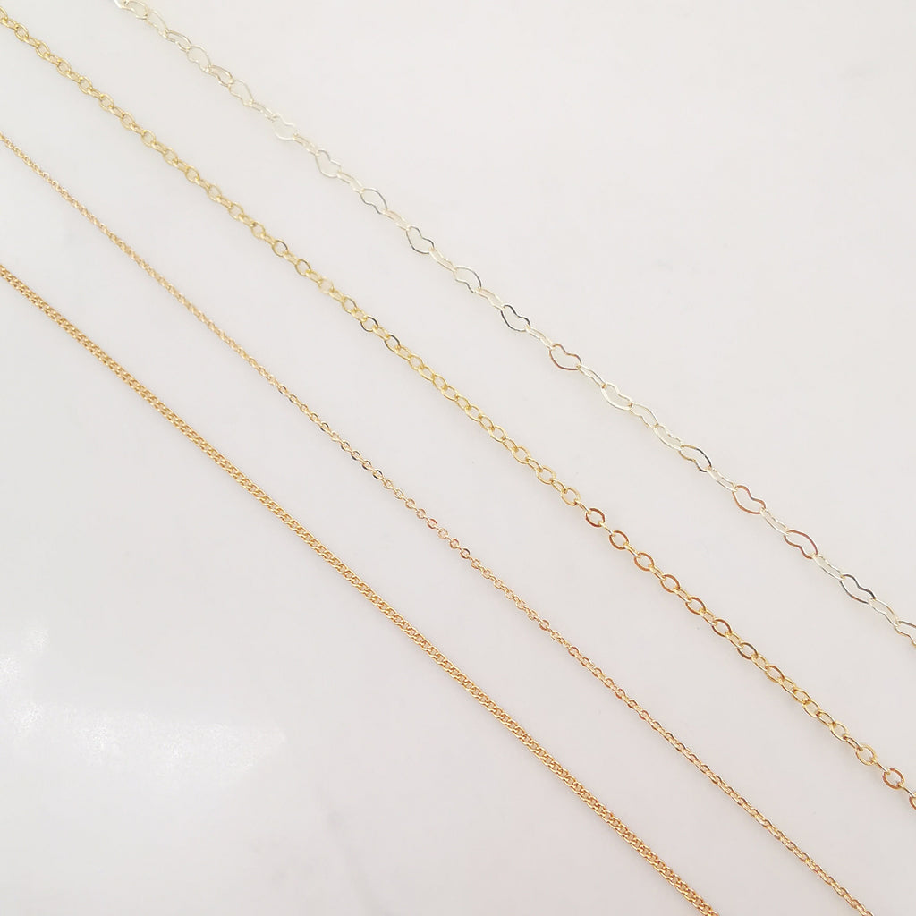18K Gold Cable Chain, Vine Chain, Heart Chain, Loose Chains For Jewelry, Unfinished Chain, Hypoallergenic, Necklace Making Findings ZX068