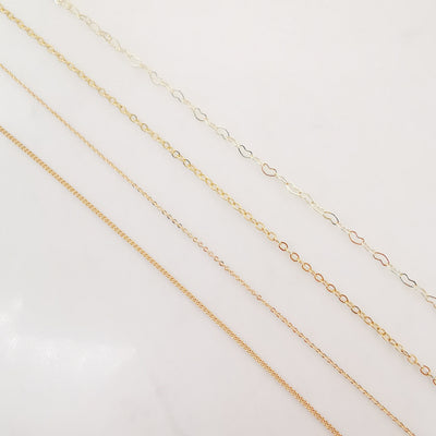 18K Gold Cable Chain, Vine Chain, Heart Chain, Loose Chains For Jewelry, Unfinished Chain, Hypoallergenic, Necklace Making Findings ZX068