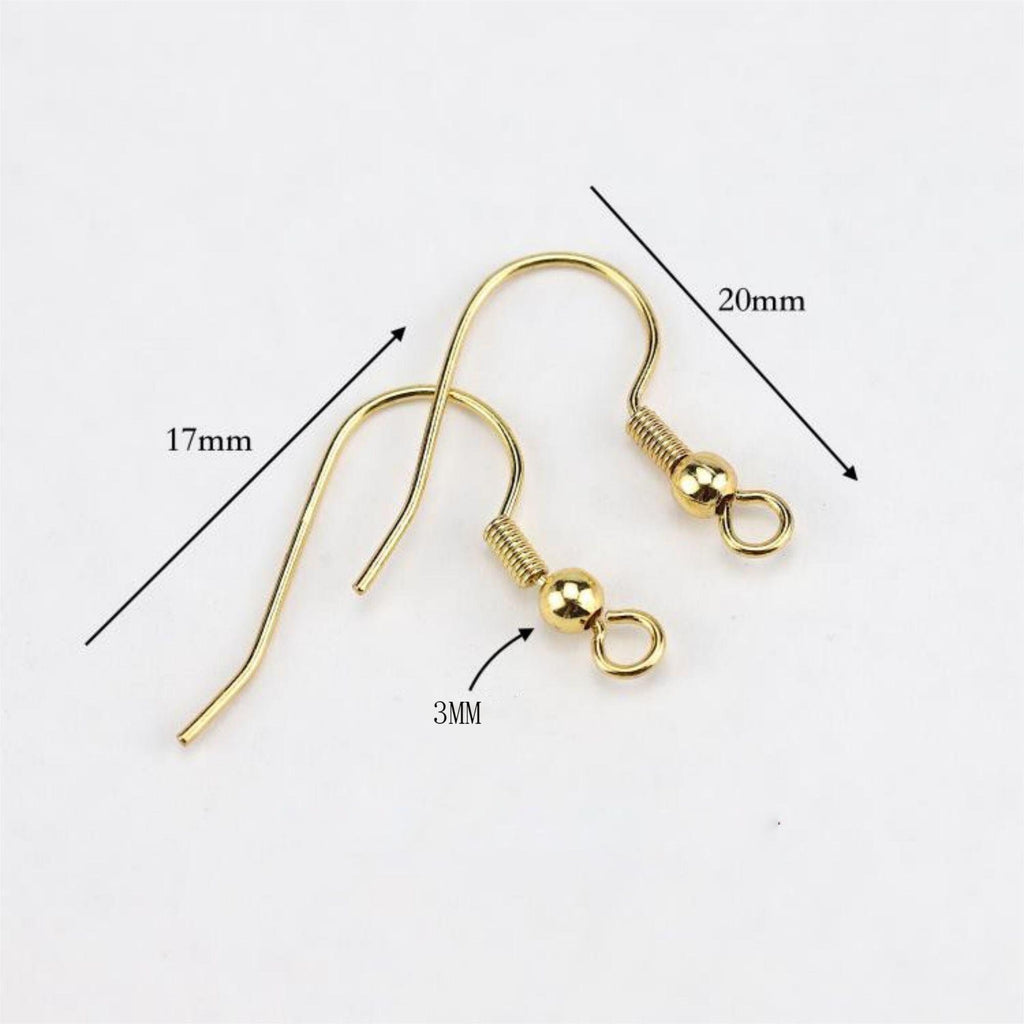 20 anzuelos de 18 mm chapados en oro de 18 quilates para pendientes, para bisutería, S836-ZX7015
