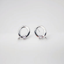 Load image into Gallery viewer, 2pcs 18K Gold Hammered Circle Post With Loop, S925 Silver Pin, Oval Stud Earring Nickel Free, Hypoallergenic Earring Findings D0233