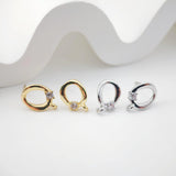 2pcs 18K Gold Hammered Circle Post With Loop, S925 Silver Pin, Oval Stud Earring Nickel Free, Hypoallergenic Earring Findings D0233