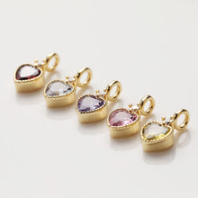 Cargar imagen en el visor de la galería, Dijes de corazón de oro, pavé de circonitas arcoíris, chapado en oro de 14 quilates, colgante de amor, colgantes para hacer collares, accesorios de joyería GZ401