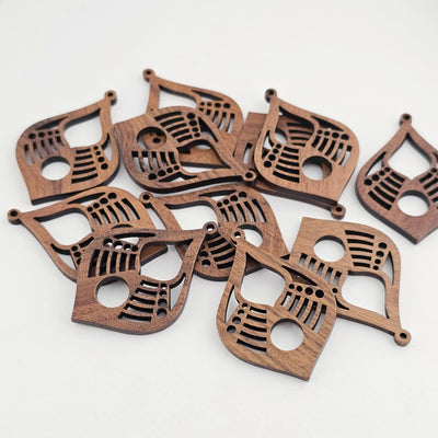 Leaf Shape Geometric Shape Wood Charms, Wooden Pendant, Reclaimed Walnut Wood, Geometric Statement Wood Earrings Diy Ideas JT1018