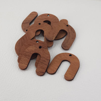 2PCS Geometric Shape Wood Charms, Wooden Pendant, Reclaimed Walnut Wood, Geometric Statement Wood Earrings Diy Ideas JT957