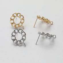 Load image into Gallery viewer, Round Chain Post With Loop, 14k Gold/Silver Chain Round Stud Earring Nickel Free, S925 Ear Pin Hypoallergenic Earring Findings GE113