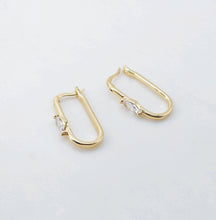 Load image into Gallery viewer, 18K Gold Plated Oval Hoop Earring, CZ Pave, Huggie Hoops Earring Parts, Oval Hoop earring  for Jewelry Making S20622