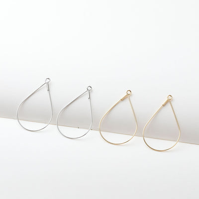 10pcs- 14K Gold Plated Hoop Earring Finding, 30mm, Nickel Free Rain Drop Earring Hoops, DIY Earring Charms, Earring Making Findings GZ188