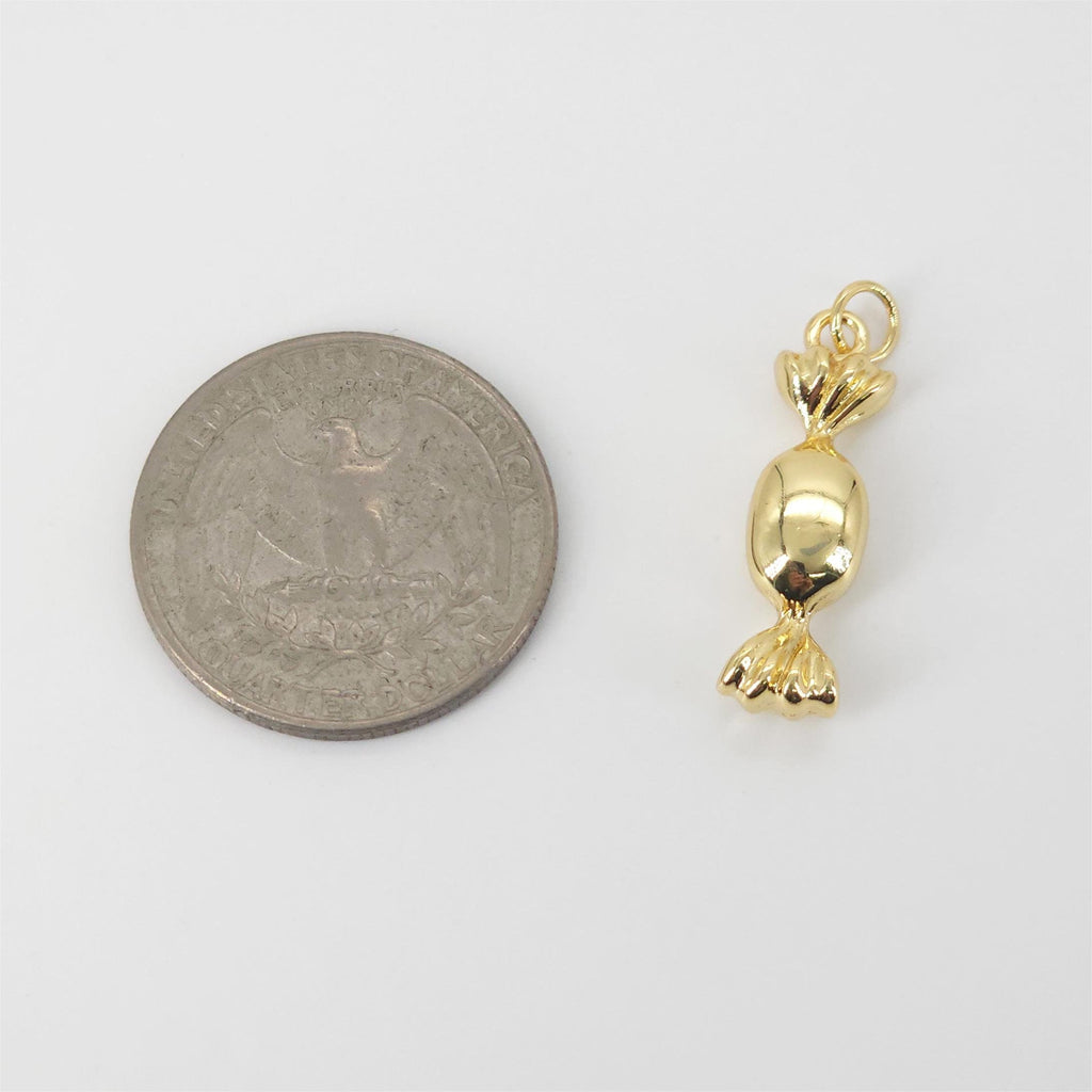 Gold Candy Charm, Candy Pendant, 18K Gold Plated, 25*7mm, Necklace Making Charm, Jewelry Findings S20825