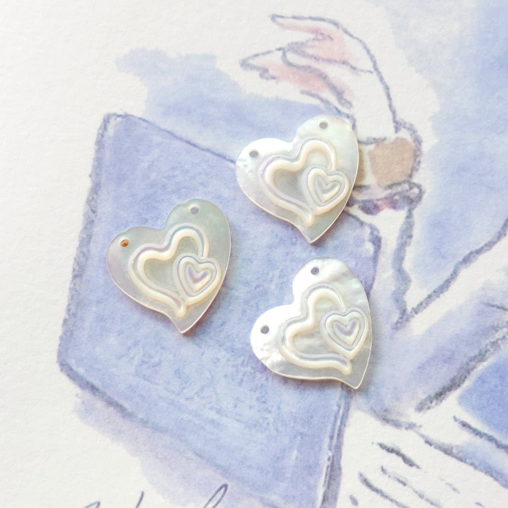 Heart White Mother-of-Pearl, MOP Shell Pendant, Sector White Nacre, Shell Charm, Mother of Pearl Jewelry Making Findings RY015