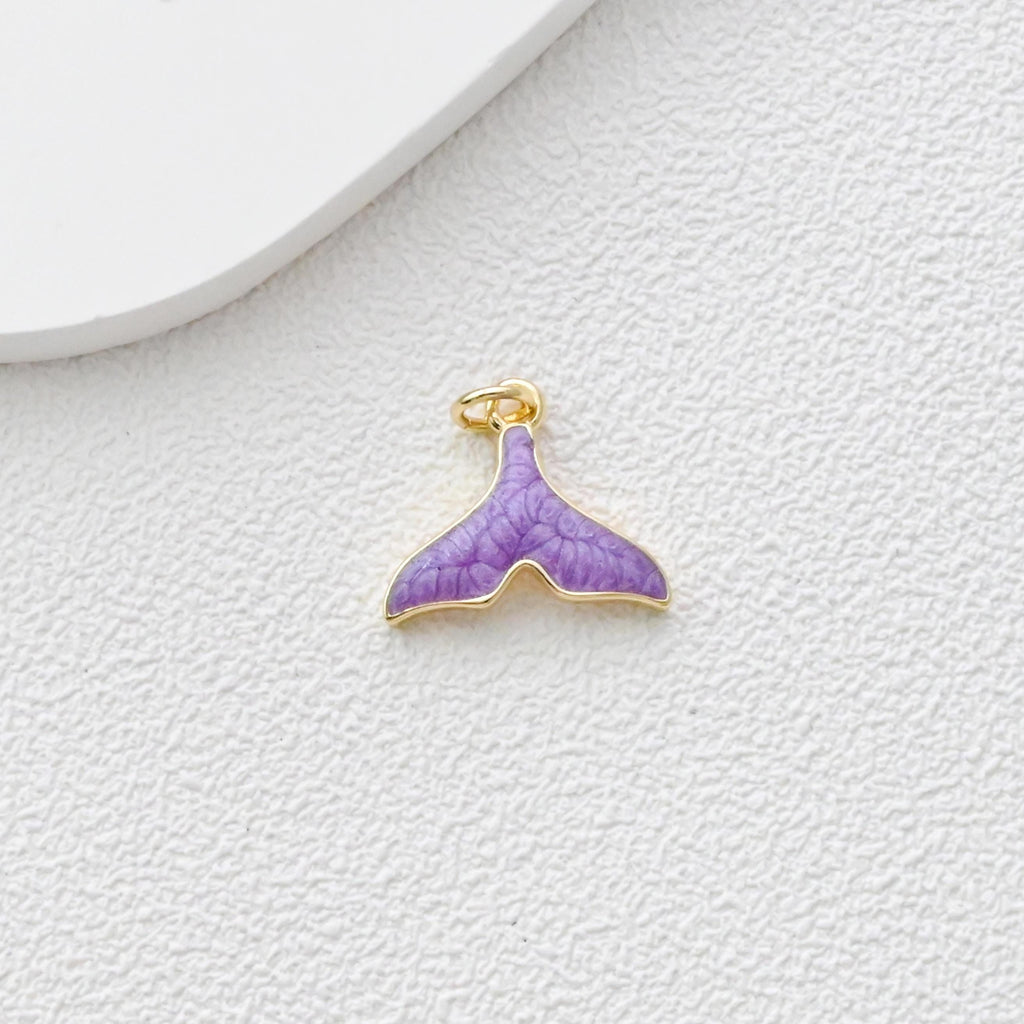 Colgante de cola de pez, dijes de vida marina esmaltados, dijes chapados en oro de 18 quilates, fabricación de pulseras, accesorios de joyería S1352