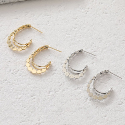 C Shape Design Sense Moon Earrings Post, 14K Gold, S925 Silver Ear Pin Nickel Free Earrings, Ear Stud Hypoallergenic Earring Findings BB109