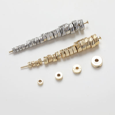 50PCS- Donut Spacer Beads, Tone Rondelle Spacer Beads, Tire Beads, 18k Gold Plated Beads, Bracelet Making, Jewelry Finding SC021