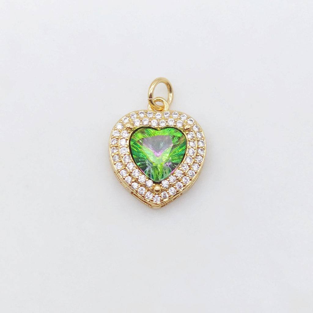 Dije de candado de corazón, colgante de corazón de cristal cúbico pavé, chapado en oro de 18 quilates, para hacer collares y pulseras, accesorios de joyería S20498