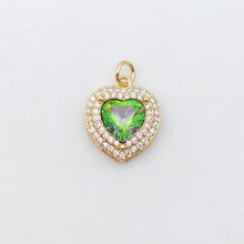 Cargar imagen en el visor de la galería, Dije de candado de corazón, colgante de corazón de cristal cúbico pavé, chapado en oro de 18 quilates, para hacer collares y pulseras, accesorios de joyería S20498