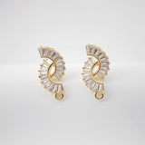 أقراط على شكل مروحة من الزركونيا المكعبة، عمود قرط مطلي بالذهب مع حلقة، نتائج القرط، لوازم صنع الأقراط يدويًا D0227