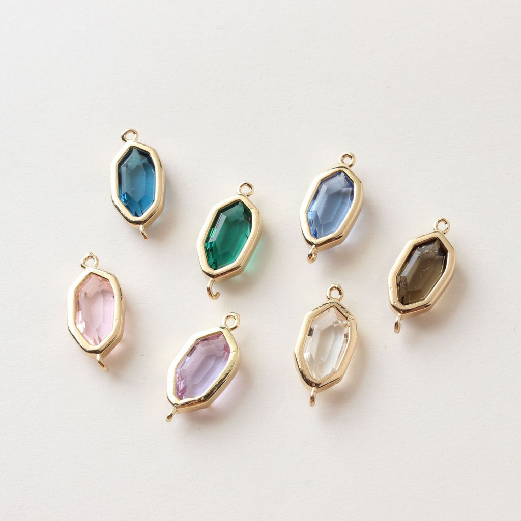 Danity Oval Connector with 2 loops, 14K Gold Plated, Crystal Connectors, 12x15mm Jewelry Findings ZZ025