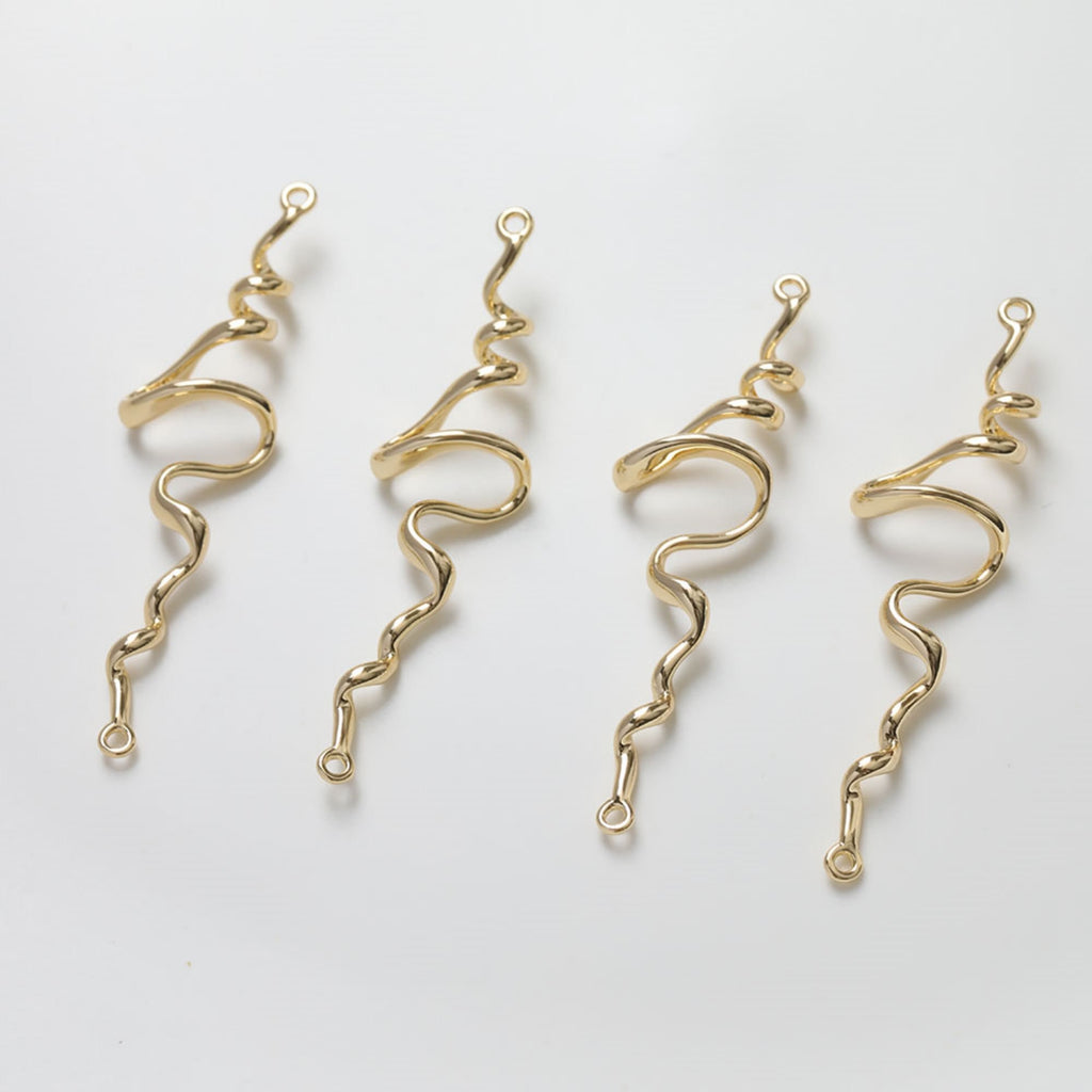 Danity Wave Connector with loops, 14K Gold/Silver Plated Earring Making Findings, Jewelry Findings GZ114