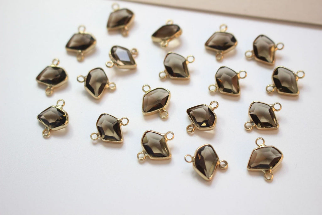 10pcs Irregular Shape Crystal Connector, Glass Connector, Glass Pendant, 18K Gold Plated, Jewelry Findings ZZ006