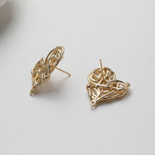 تحميل الصورة إلى عارض المعرض، قرط على شكل قلب غير منتظم، ذهب/فضة عيار 14 قيراط، أقراط فضة S925 خالية من النيكل، قرط على شكل قلب مع حلقة GE112