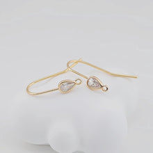 Load image into Gallery viewer, 4PCS- 14K Gold Plated Ear Wires, Cubic Pave Earring Hooks, Nickel Free, Fish Hooks, Ear Wires for Jewelry Making Z017