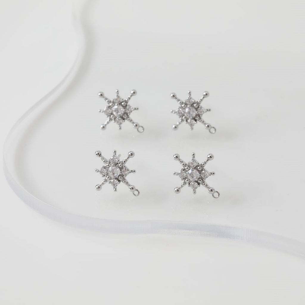 Pendiente de plata S925 con forma de estrella polar cúbica y aro, sin níquel, con forma de cruz de oro y plata, hipoalergénico, ZZ046