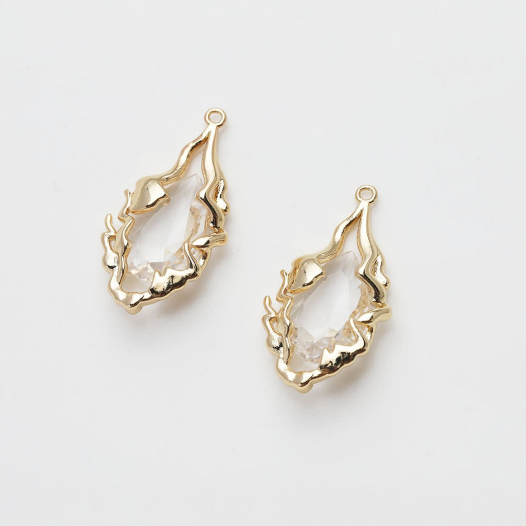 قرط غير منتظم مرصع بأحجار الزركونيا المكعبة مع حلقات، مطلي بالذهب/الفضة عيار 14 قيراطًا، دبوس فضة S925 خالٍ من النيكل، أداة تحديد القرط المضادة للحساسية GE102