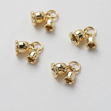 Load image into Gallery viewer, Gold Bell Pendant, 14K Gold/Silver Plated, Double Bell Pendant, Necklace Earring Making Charms, 13.5mm, Jewelry Findings GZ639