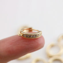 Load image into Gallery viewer, 10PCS Cubic Pave Ear Hoops, 14mm 14K Gold Plated Leverback Earrings, Huggie Hoops Earring Finding with Loops Z062