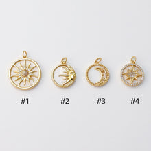 Load image into Gallery viewer, MOP Charm, Sun, Moon Pendant, Mother of Pearl Charm, Bracelet Necklace Making, 18K Gold Plated Jewelry Findings S20664