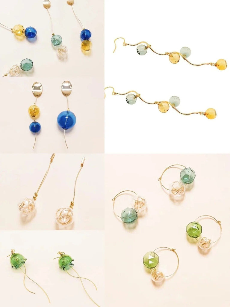 خرز فقاعات زجاجي متعدد الأوجه، 16 مم، كرات دائرية مجوفة منفوخة يدويًا لصنع المجوهرات، أصفر، أخضر، أزرق داكن، وردي، DIY Beads Finding GZ009