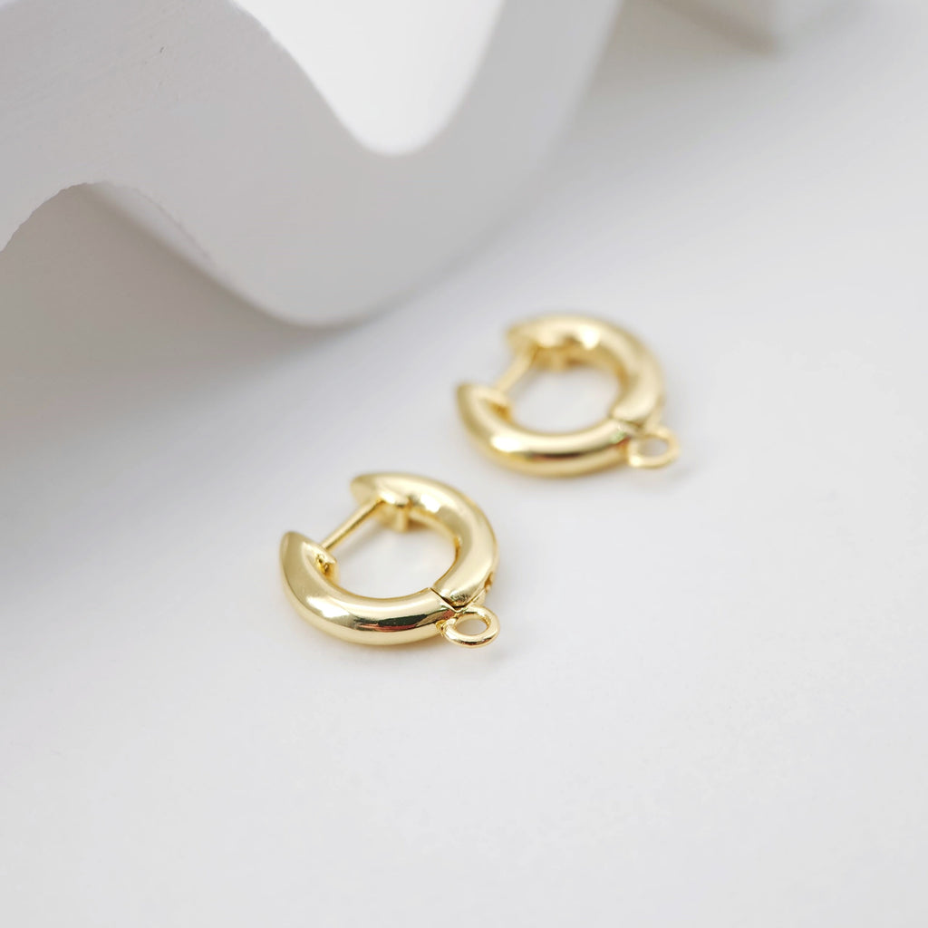 Huggie Hoops Earring Hoop, 18K Gold Plated Leverback Ear Hoops, Gold Earring Making Findings for Jewelry Making D0206