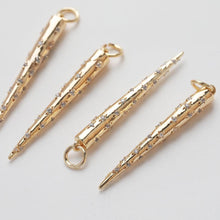 Load image into Gallery viewer, Long Cone Pendant, CZ Pave, 18K Gold Plated Charm, Earring Making Findings, Necklace Making Charms, Jewelry Findings GZ651