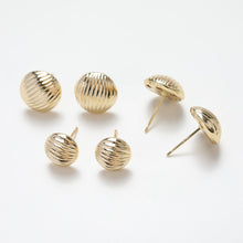 Load image into Gallery viewer, 14K Gold Round Stripes Post Stud, S925 Silver Pin, Round Stud Earring Nickel Free, Hypoallergenic Earring Findings GZ259