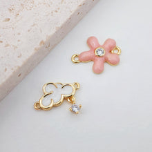 Load image into Gallery viewer, Dainty Cloud Starfish Connector, Enemal Micro CZ Pave Clouds Pendant, 18K Gold Plated, Bracelet Making Charm, Jewelry Findings S190