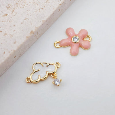 Dainty Cloud Starfish Connector, Enemal Micro CZ Pave Clouds Pendant, 18K Gold Plated, Bracelet Making Charm, Jewelry Findings S190