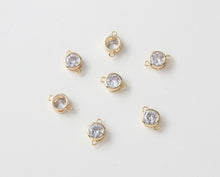 Load image into Gallery viewer, Tiny Round Connectors with CZ Pave, 14K Gold Plated Earring Making Findings, Jewelry Findings GZ164