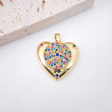Load image into Gallery viewer, Heart Pendant, Rainbow Cubic Pave Charm, Cross Charm, 18K Gold Plated, Love Pendant, Necklace Making Pendants, Jewelry Findings S20399