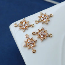 Load image into Gallery viewer, Flower Charm, Cubic Zircon Crystal Flower Pendant, CZ Earring Charms,  Real Gold Plated Brass Earring Charms, Jewelry Findings HL057-F172