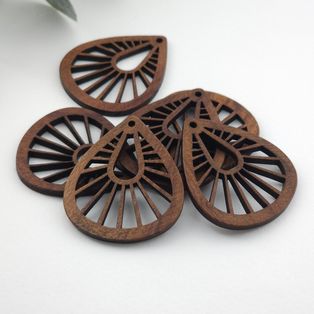 Teardrop Wood Charms, Drop Wooden Pendant, Reclaimed Walnut Wood, Geometric Statement Wood Earrings Diy Ideas JT976