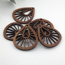 Load image into Gallery viewer, Teardrop Wood Charms, Drop Wooden Pendant, Reclaimed Walnut Wood, Geometric Statement Wood Earrings Diy Ideas JT976