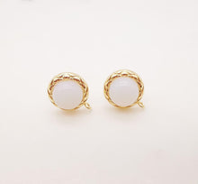 Load image into Gallery viewer, 4PCS Faux Opal Stud Earring Post, Dainty 18K Gold Plated, Round Stud Earring With Loop, S925 Silver Ear Pin,Ear Post,Earring Finding ZX035