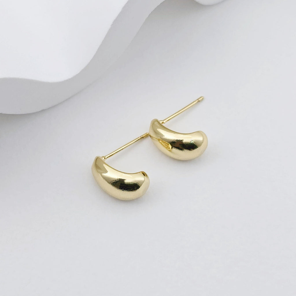 عمود قرط ذهبي مصقول، أقراط من الذهب عيار 18 قيراطًا خالية من النيكل، دبابيس أذن من الفضة S925، 13 × 16 مم، قرط أذن بيضاوي الشكل مع حلقة S1248-D0578