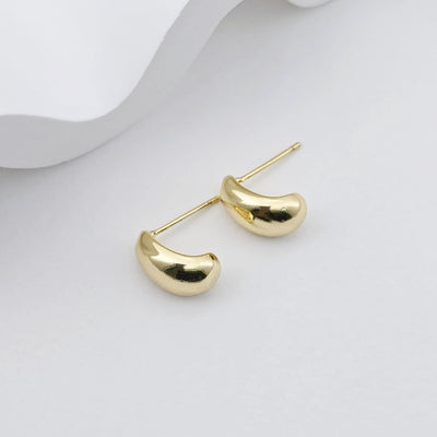 Gold Polished Earring Post, 18K Gold Nickel Free Earrings, S925 Silver Ear Pins, 13x16mm, Oval Shape Ear Stud with Loop S1248-D0578