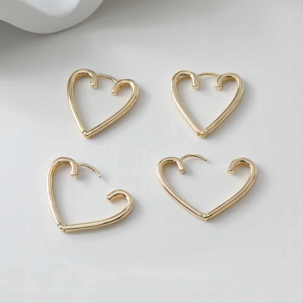 Heart Hoop Earring, S925 Silver Ear Pin, Huggie Hoops Earring Finding, Heart Ear Hoops, 17mm, 22mm, hoop earrings GE033