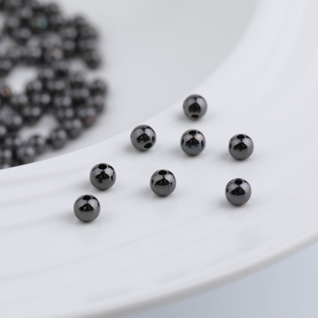 Gold/Rose Gold/White Gold/Black Plated Beads, Gold Spacer Beads, 14k gold round beads,3mm/4mm/5mm/6mm, Spacer Beads For Jewelry making