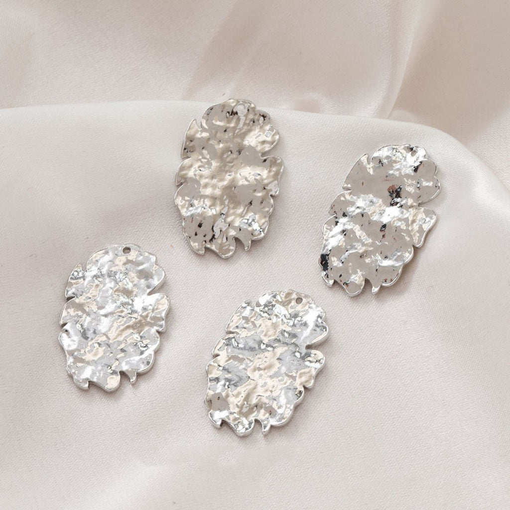 Irregular Hammered Oval Shape Pendant, Gold, Matte Gold, Silver Charm, Jewelry Making Findings JG020