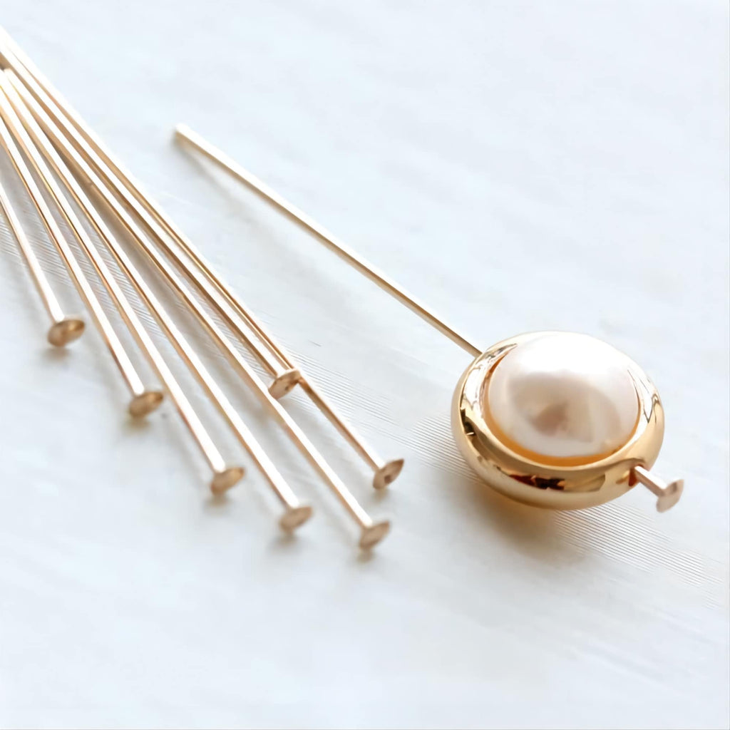 14K Gold Filled Head Pins- [10PCS] 21/23/25/27 Gauge, Head Pins, Gold Filled Jewelry Making Supply BL017