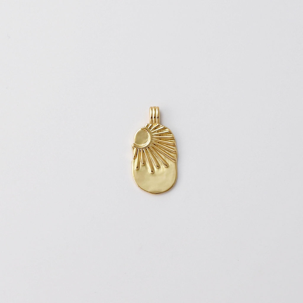 Gold Sun Charm, Moon Charm, Star Charm, Sun With Rays Pendant, 18K Gold Plated, Necklace Making Charm, Jewelry Findings
