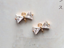 Cargar imagen en el visor de la galería, 10 dijes de pajarita con pavé de circonita cúbica, colgante de pajarita con cristal de circonita cúbica, colgante para pulsera y collar, chapado en oro, accesorios de joyería STG004-F222